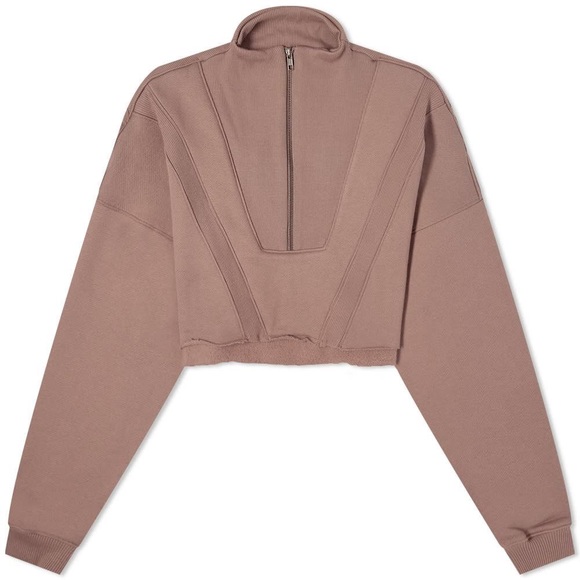 JOAH BROWN HALF ZIP CROP SWEATshirt PEPPERCORN medium large - Picture 10 of 10